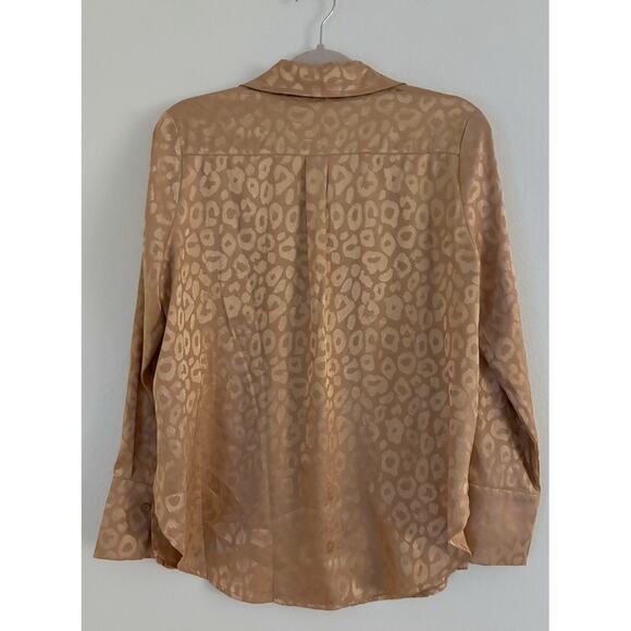 12th Tribe Brown Gold Animal Print Button Down Blouse Small - Picture 2 of 11